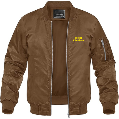 Men's CBeebies Logo Lightweight Bomber Jacket Windbreaker Softshell Varsity Jacket Coat