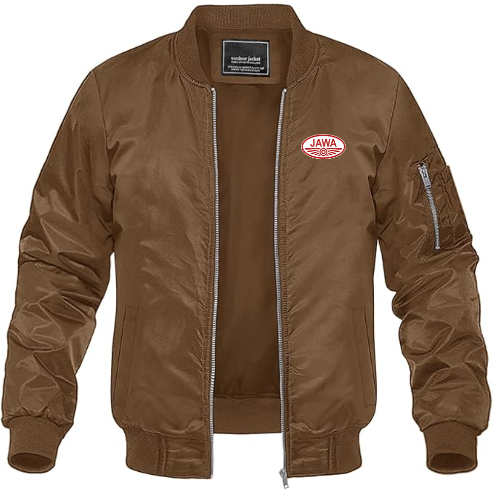 Men's Jawa Logo Lightweight Bomber Jacket Windbreaker Softshell Varsity Jacket Coat