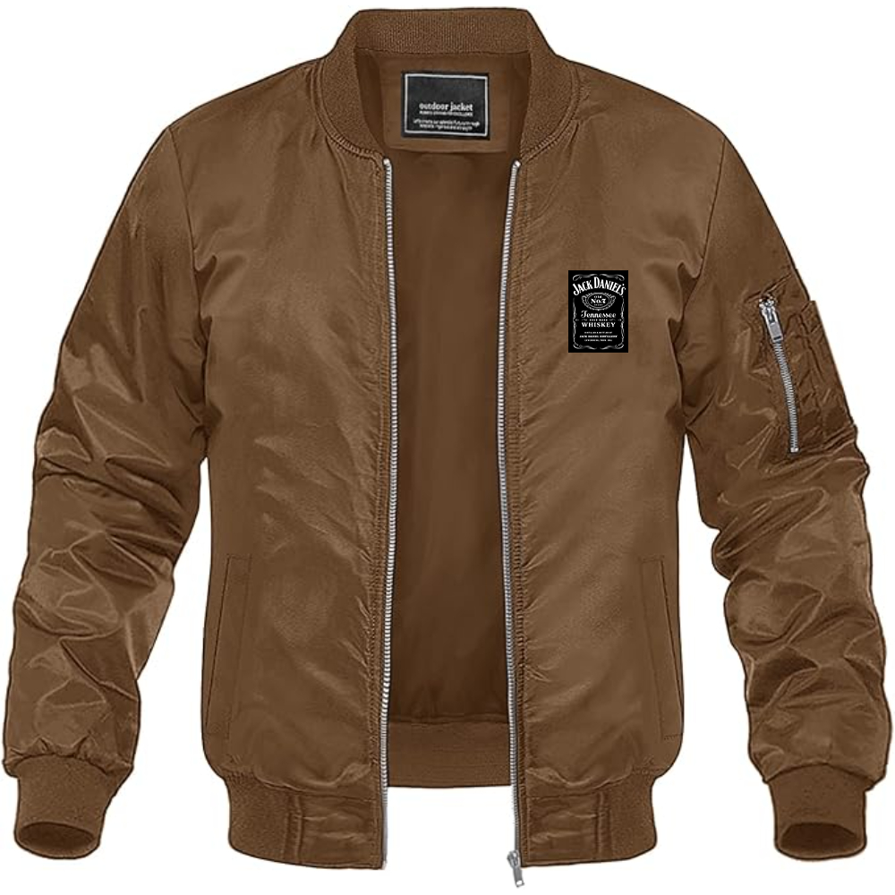 Men's Jack Daniels Logo Lightweight Bomber Jacket Windbreaker Softshell Varsity Jacket Coat