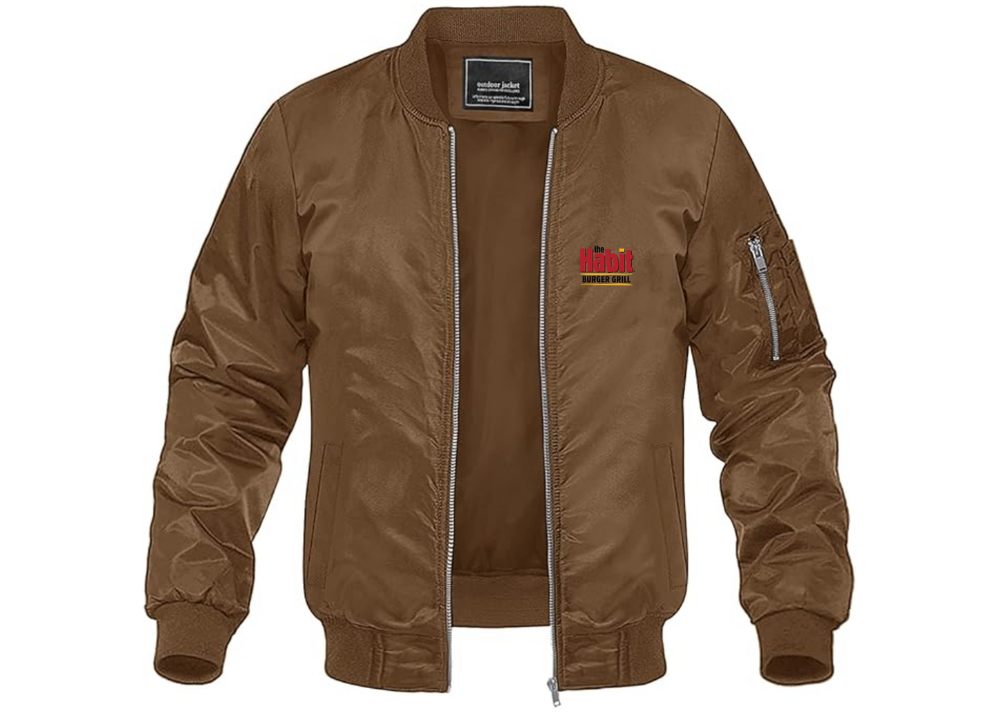 Men's The Habit Burger Grill Lightweight Bomber Jacket Windbreaker Softshell Varsity Jacket Coat