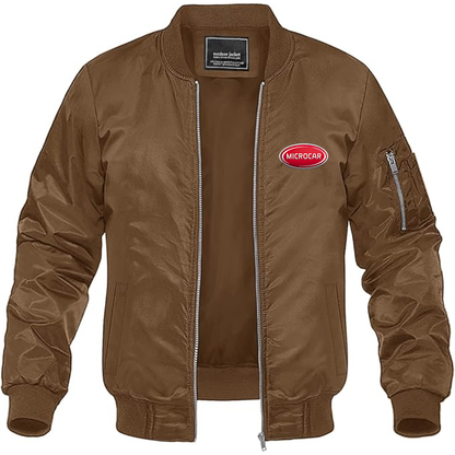 Men's Microcar Logo Lightweight Bomber Jacket Windbreaker Softshell Varsity Jacket Coat