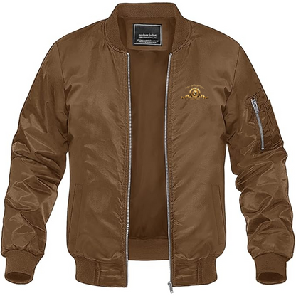 Men's MGM Logo Lightweight Bomber Jacket Windbreaker Softshell Varsity Jacket Coat