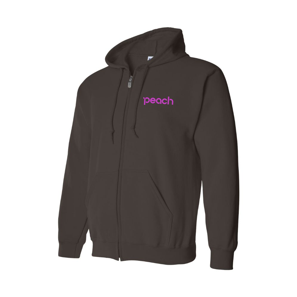 Men's Peach Aviation Logo Zipper Hoodie