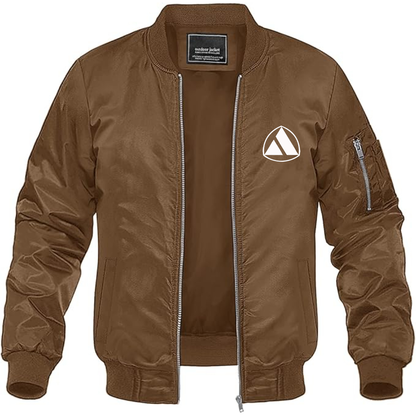Men's Autobianchi Logo Lightweight Bomber Jacket Windbreaker Softshell Varsity Jacket Coat