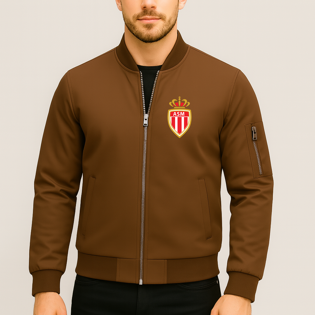Men's AS Monaco FC Lightweight Bomber Jacket - Brown