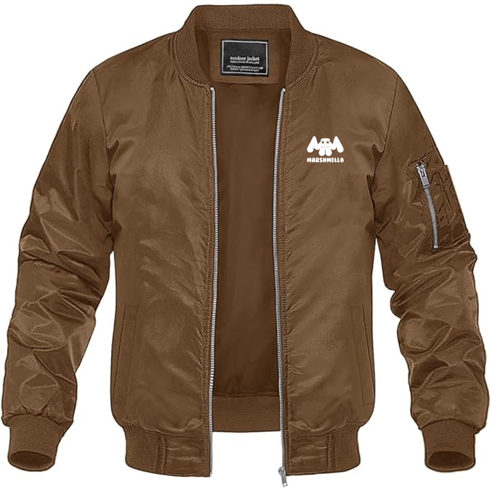 Men's Marshmello Logo Lightweight Bomber Jacket Windbreaker Softshell Varsity Jacket Coat