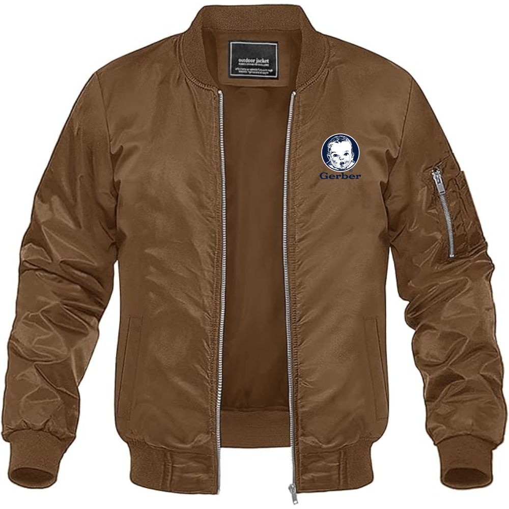 Men's Gerber Logo Lightweight Bomber Jacket Windbreaker Softshell Varsity Jacket Coat