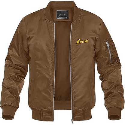 Men's Reese Peanut Butter Logo Lightweight Bomber Jacket Windbreaker Softshell Varsity Jacket Coat