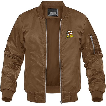 Men's Pringles Logo Lightweight Bomber Jacket Windbreaker Softshell Varsity Jacket Coat
