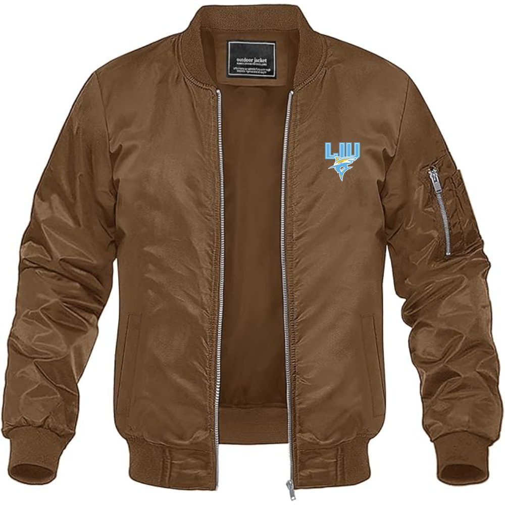 Men's LIU Brooklyn Blackbirds Logo Lightweight Bomber Jacket Windbreaker Softshell Varsity Jacket Coat