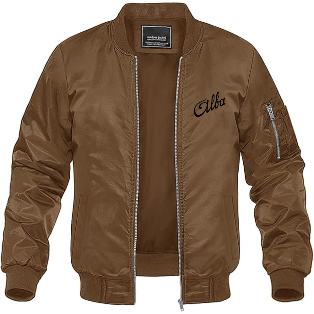 Men's Automobiles Alba Logo Lightweight Bomber Jacket Windbreaker Softshell Varsity Jacket Coat