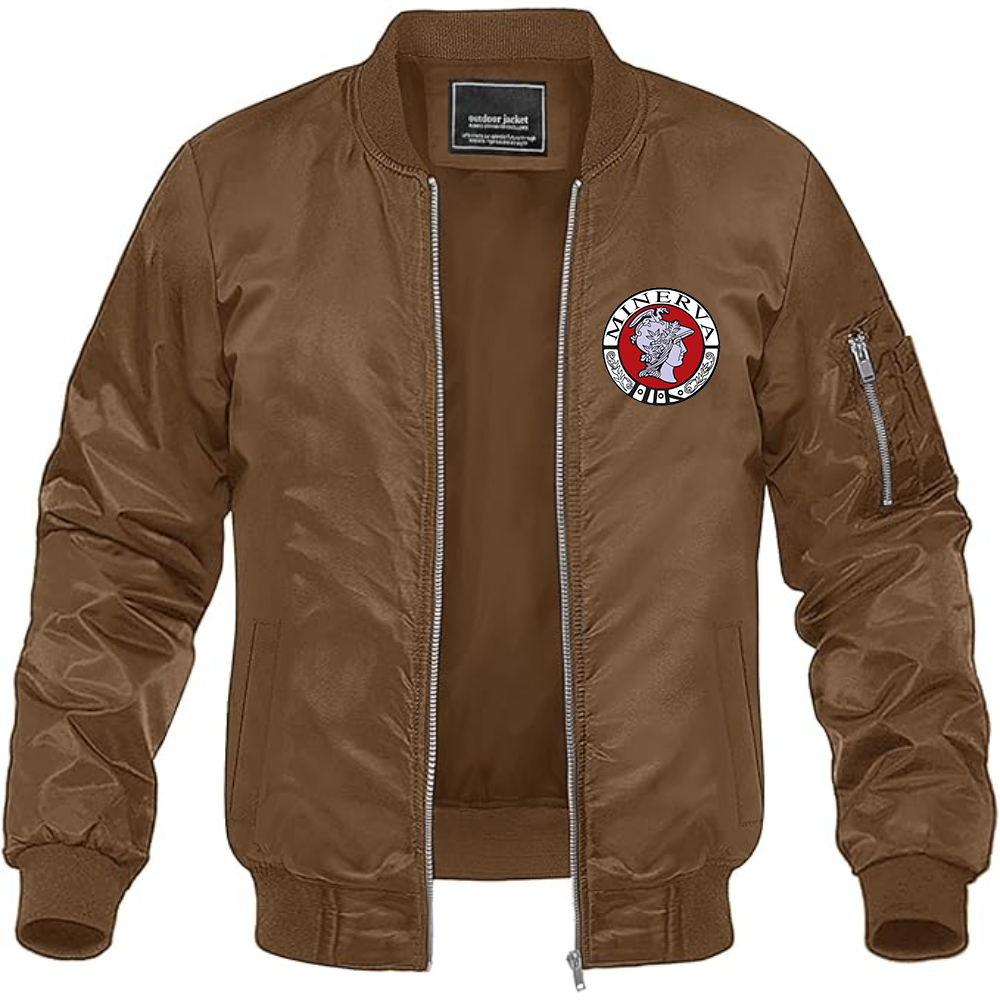 Men's Minerva Automobile Logo Lightweight Bomber Jacket Windbreaker Softshell Varsity Jacket Coat