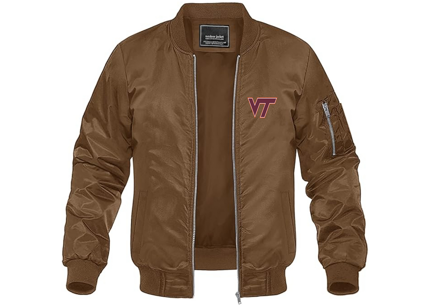 Men's Virginia Tech Hokies Lightweight Bomber Jacket Windbreaker Softshell Varsity Jacket Coat