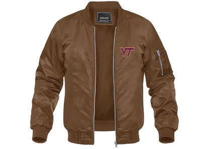 Men's Virginia Tech Hokies Lightweight Bomber Jacket Windbreaker Softshell Varsity Jacket Coat