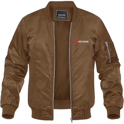 Men's  Air China Lightweight Bomber Jacket Windbreaker Softshell Varsity Jacket Coat
