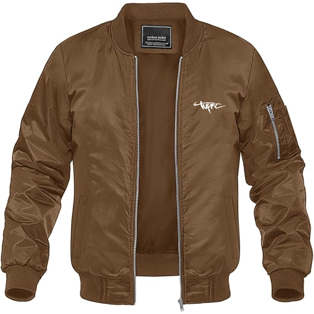 Men's 2pac Logo Lightweight Bomber Jacket Windbreaker Softshell Varsity Jacket Coat