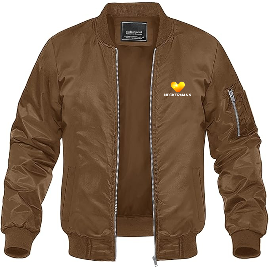 Men's Neckermann Logo  Lightweight Bomber Jacket Windbreaker Softshell Varsity Jacket Coat