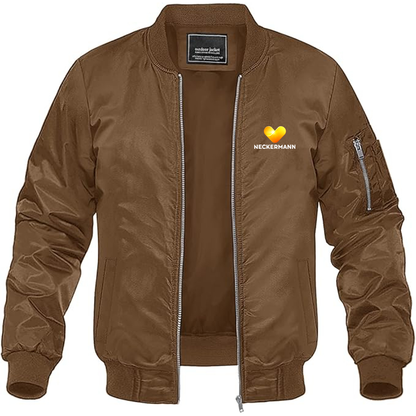 Men's Neckermann Logo  Lightweight Bomber Jacket Windbreaker Softshell Varsity Jacket Coat
