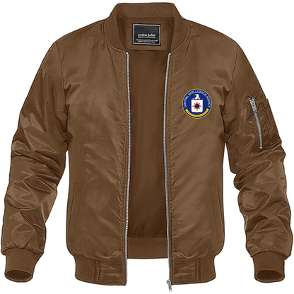 Men's CIA Logo Lightweight Bomber Jacket Windbreaker Softshell Varsity Jacket Coat