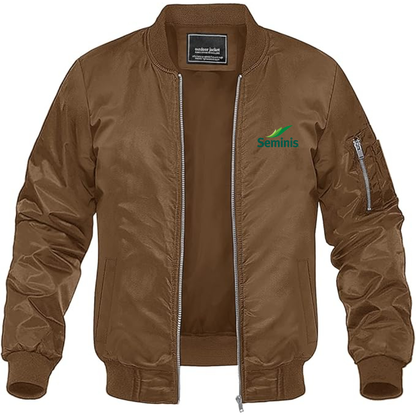 Men's  Seminis  Logo  Lightweight Bomber Jacket Windbreaker Softshell Varsity Jacket Coat