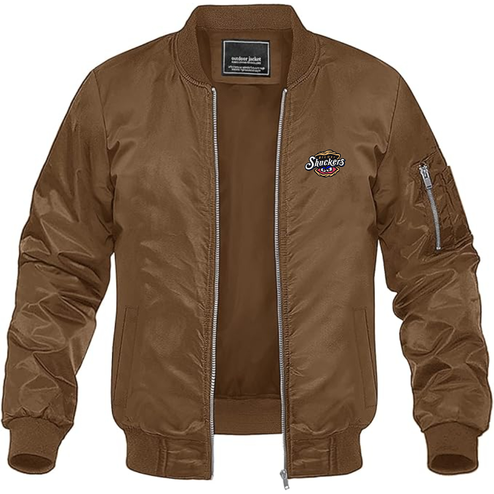 Men's Biloxi Shuckers Logo Lightweight Bomber Jacket Windbreaker Softshell Varsity Jacket Coat
