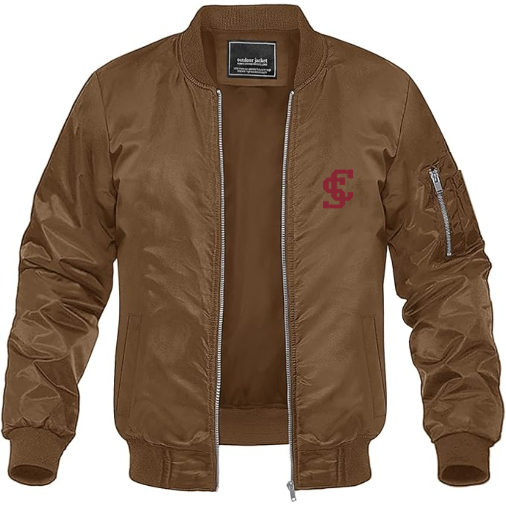 Men's Santa Clara Broncos Logo Lightweight Bomber Jacket Windbreaker Softshell Varsity Jacket Coat