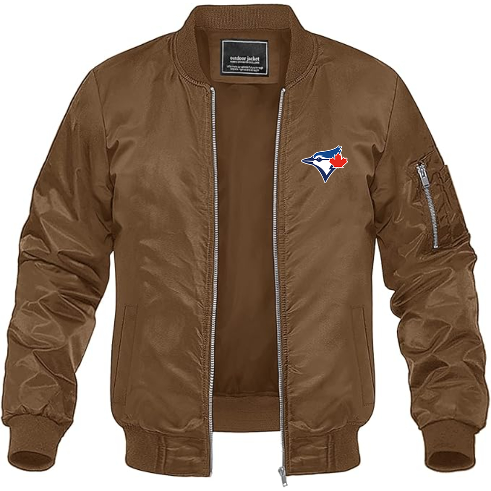 Men's Bluefield Blue Jays Logo Lightweight Bomber Jacket Windbreaker Softshell Varsity Jacket Coat