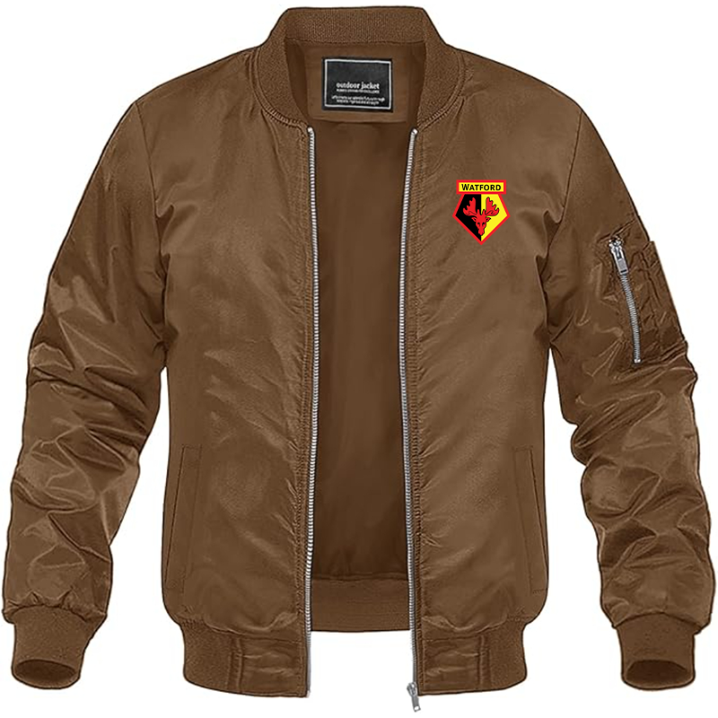 Men's Watford Soccer Lightweight Bomber Jacket - Brown