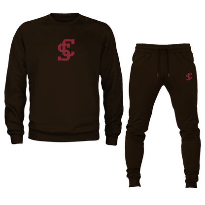 Men's Santa Clara Broncos Logo Crewneck Sweatshirt Joggers Suit