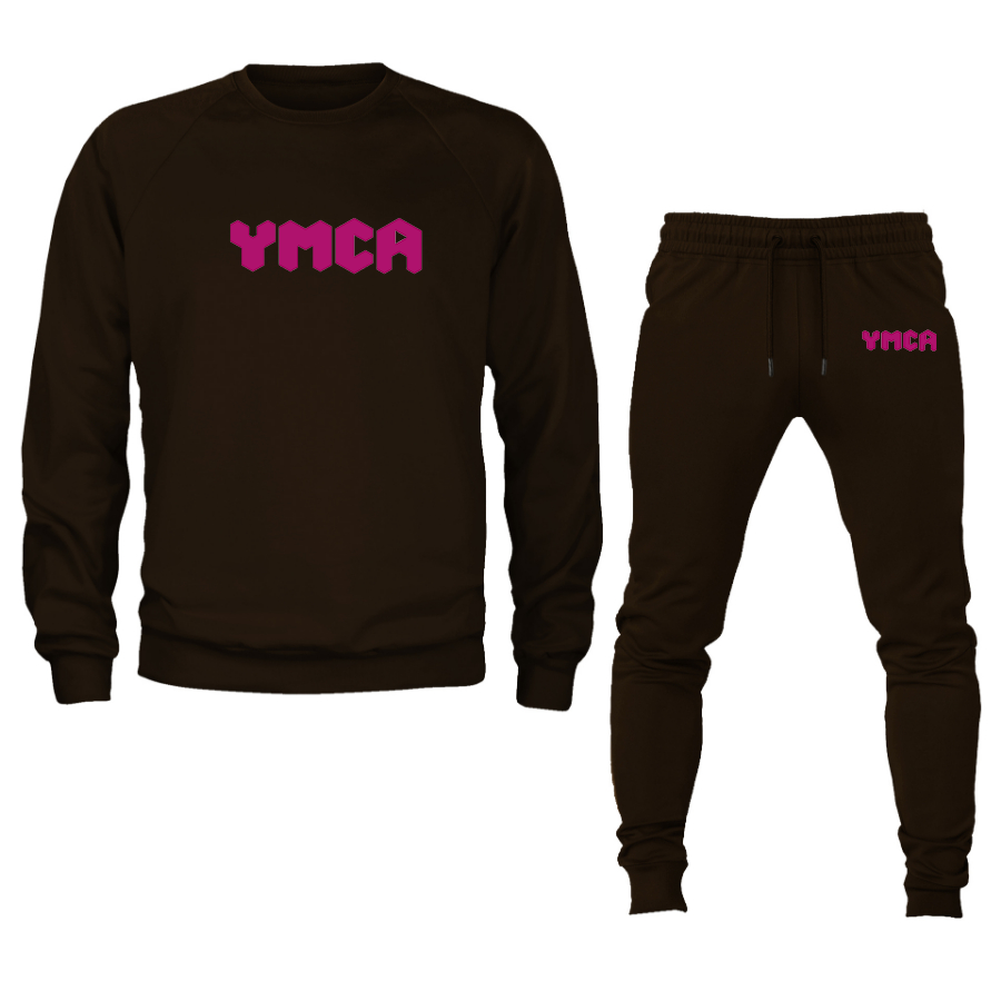Men's   YMCA Mauve  Crewneck Sweatshirt Joggers Suit