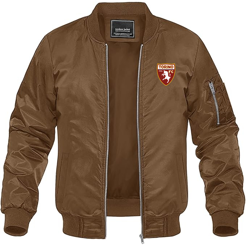 Men's Torino Soccer Lightweight Bomber Jacket - Brown