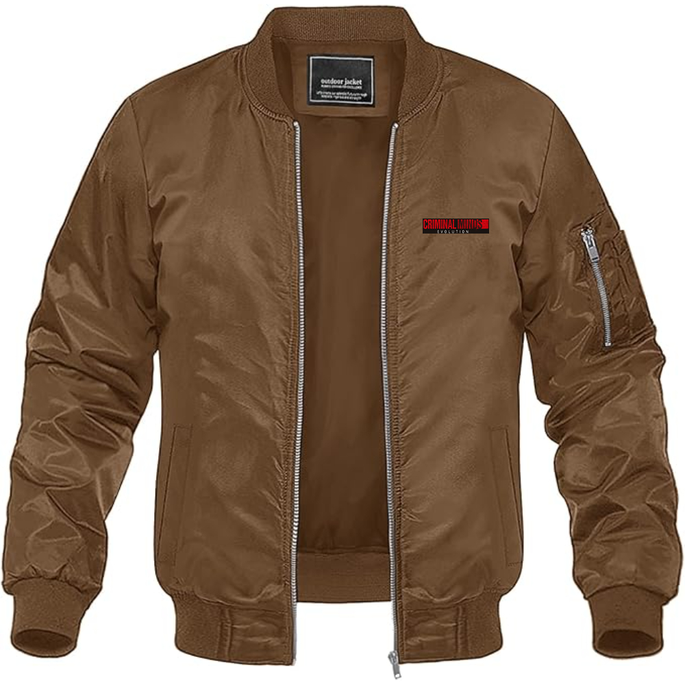 Men's Criminal Minds Logo Lightweight Bomber Jacket Windbreaker Softshell Varsity Jacket Coat