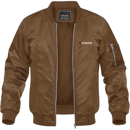 Men's Kingston Logo Lightweight Bomber Jacket Windbreaker Softshell Varsity Jacket Coat