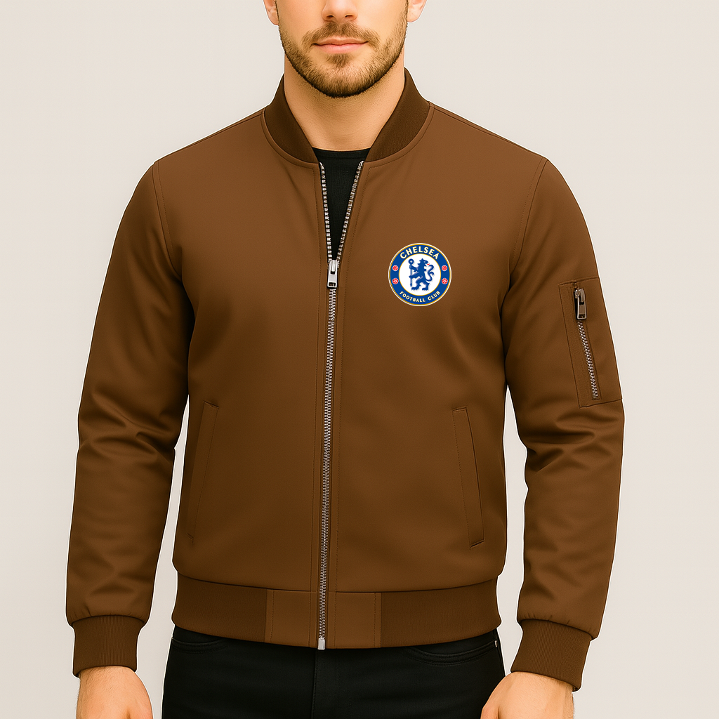 Men's Chelsea Soccer Lightweight Bomber Jacket - Brown