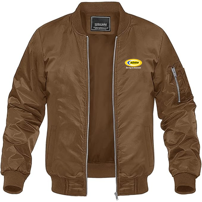 Men's Adam Motors Logo Lightweight Bomber Jacket Windbreaker Softshell Varsity Jacket Coat
