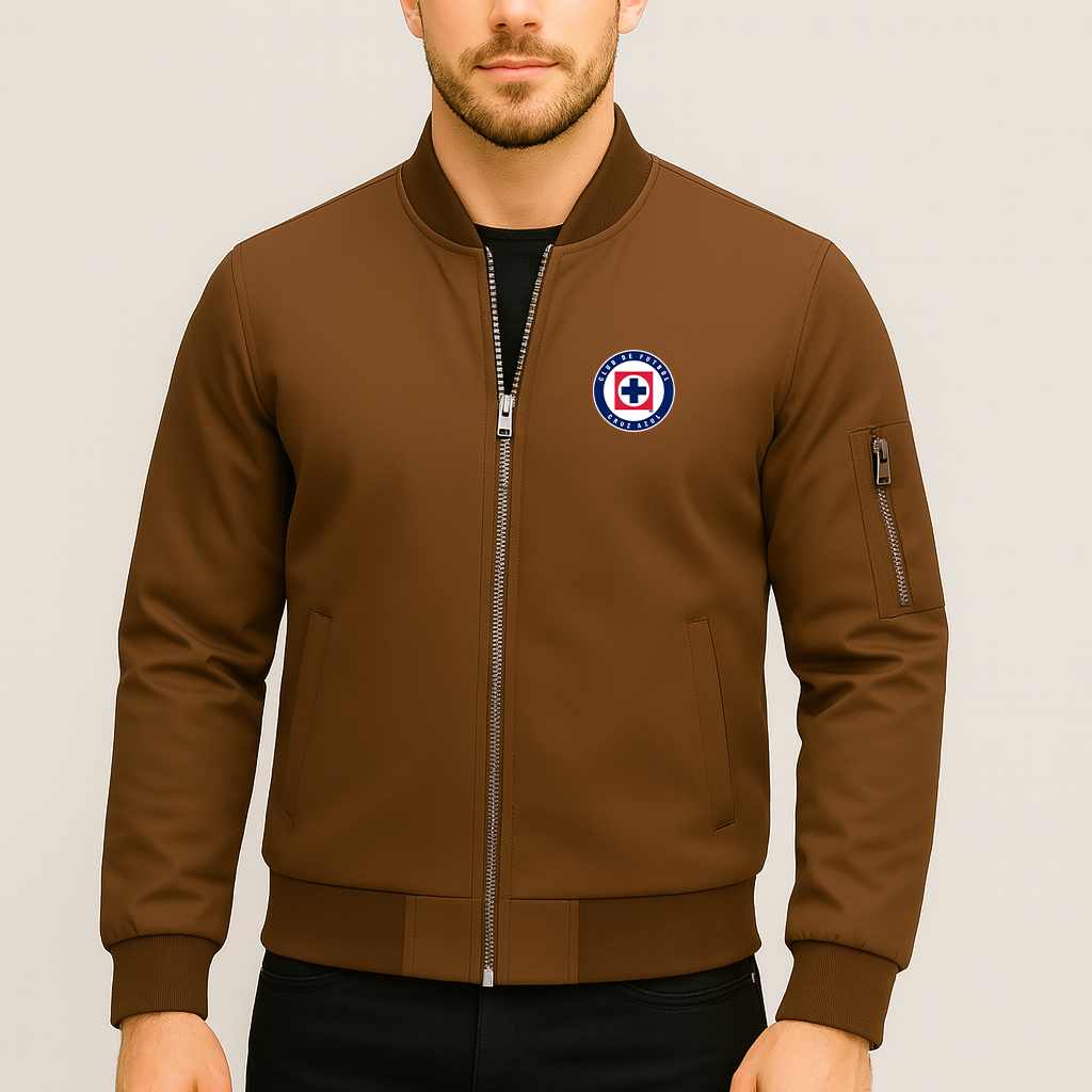 Men's Cruz Azul Football Club Lightweight Bomber Jacket - Brown