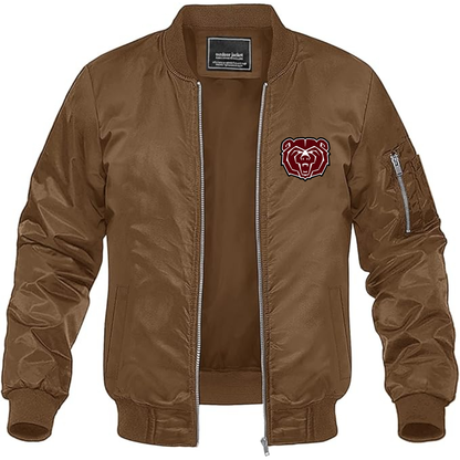 Men's Missouri State Bears Logo Lightweight Bomber Jacket Windbreaker Softshell Varsity Jacket Coat