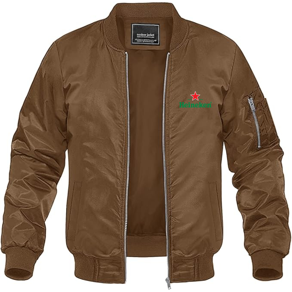 Men's Heineken Logo Lightweight Bomber Jacket Windbreaker Softshell Varsity Jacket Coat