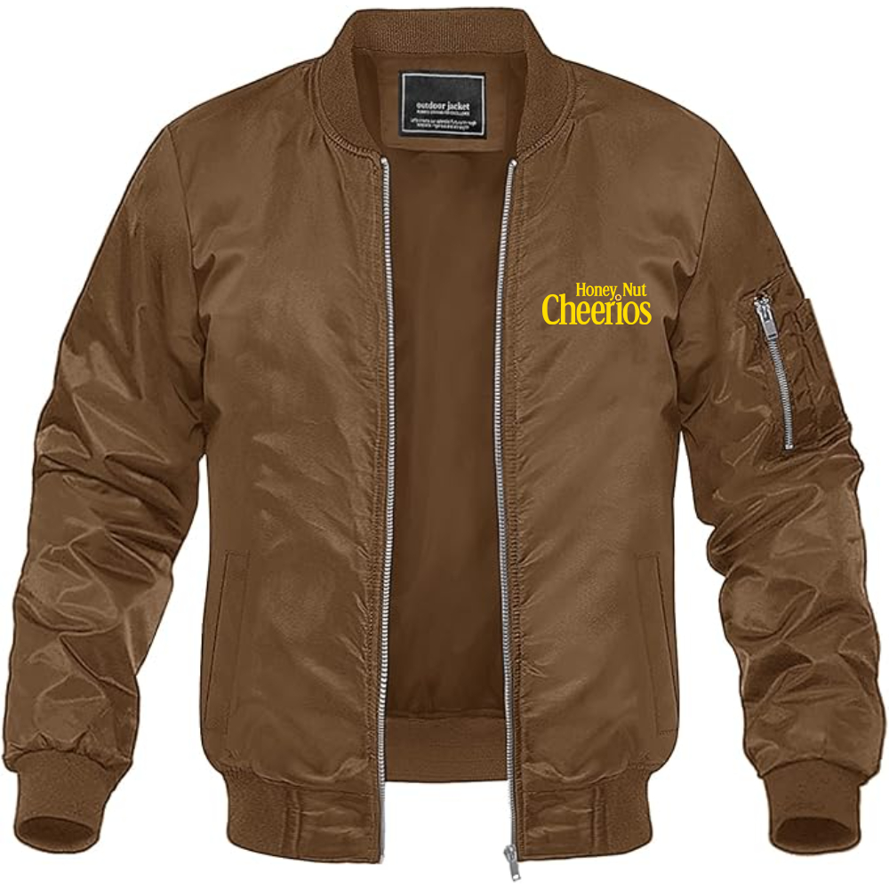 Men's Honey Nut Cheerios Logo Lightweight Bomber Jacket Windbreaker Softshell Varsity Jacket Coat