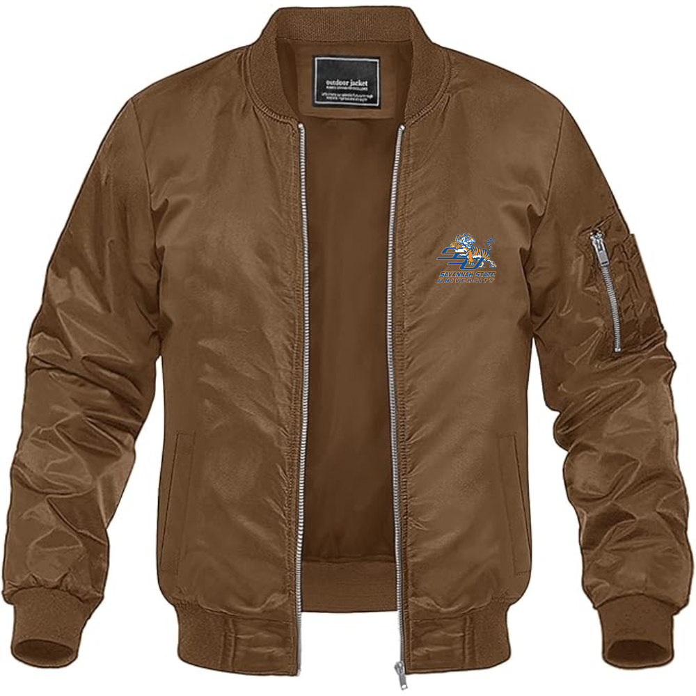 Men's Savannah State Tigers Logo Lightweight Bomber Jacket Windbreaker Softshell Varsity Jacket Coat