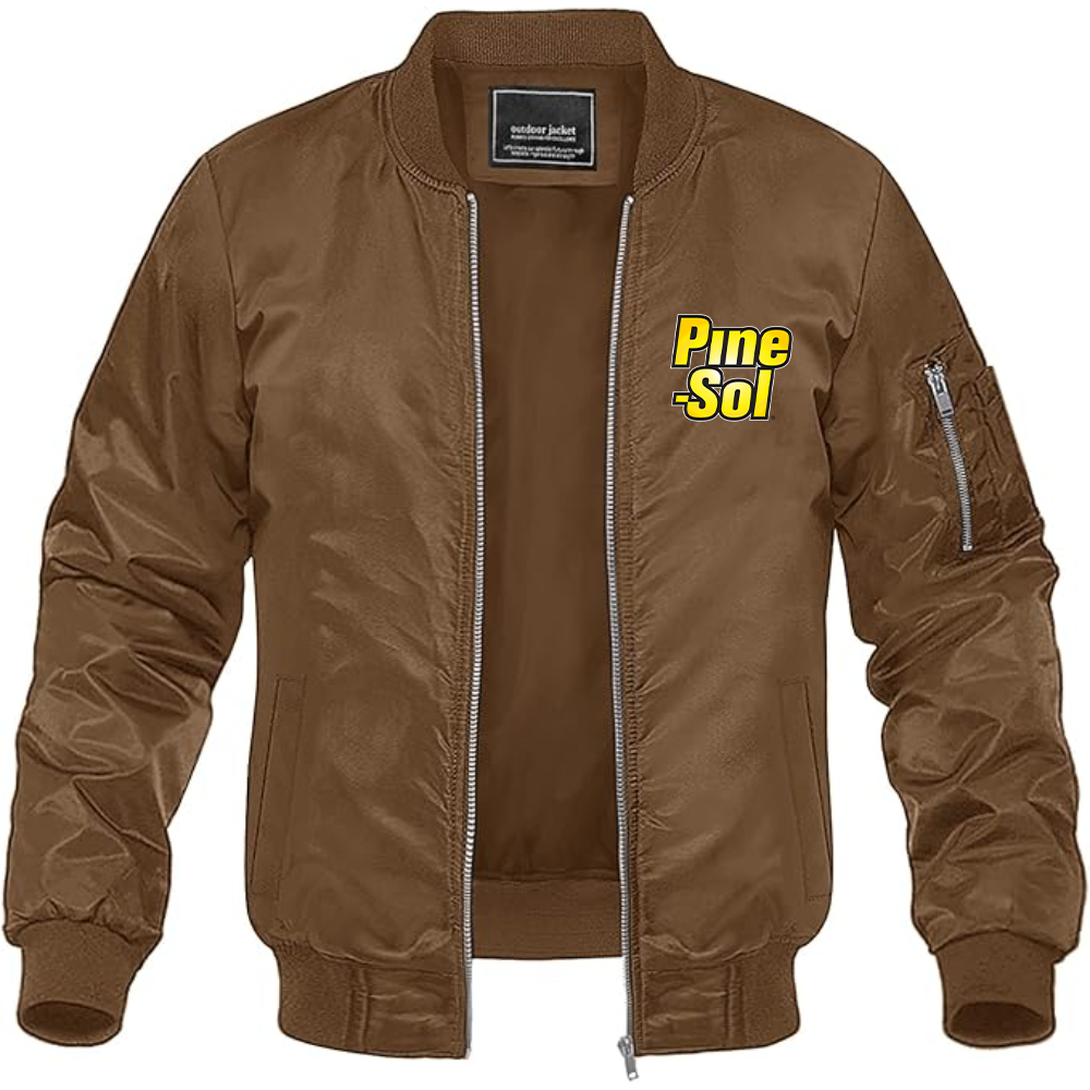 Men's Pine Sol Logo Lightweight Bomber Jacket Windbreaker Softshell Varsity Jacket Coat (Copy)