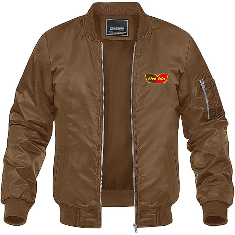 Men's Ore Ida Logo Lightweight Bomber Jacket Windbreaker Softshell Varsity Jacket Coat