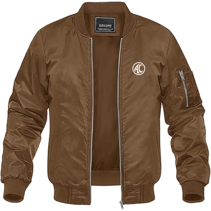 Men's AC Logo Lightweight Bomber Jacket Windbreaker Softshell Varsity Jacket Coat