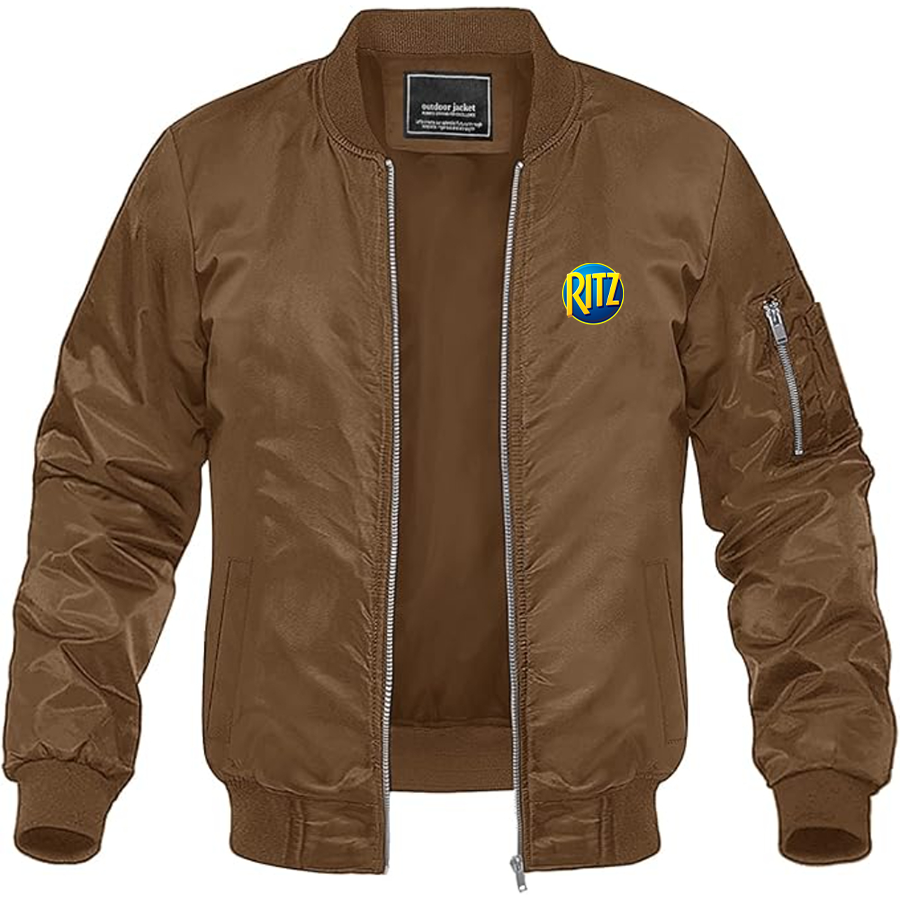 Men's Ritz Crackers Logo Lightweight Bomber Jacket Windbreaker Softshell Varsity Jacket Coat