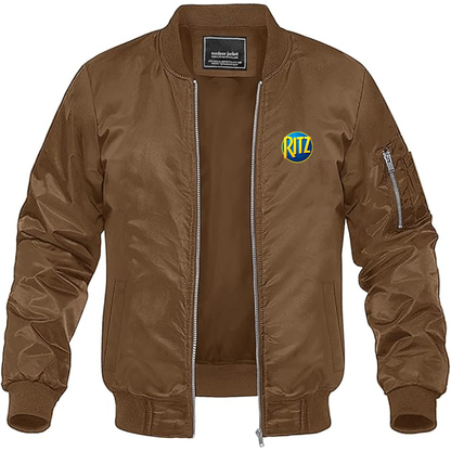 Men's Ritz Crackers Logo Lightweight Bomber Jacket Windbreaker Softshell Varsity Jacket Coat