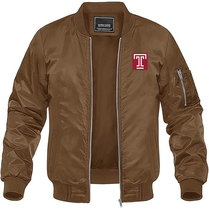 Men's Temple Owls Lightweight Bomber Jacket - Brown