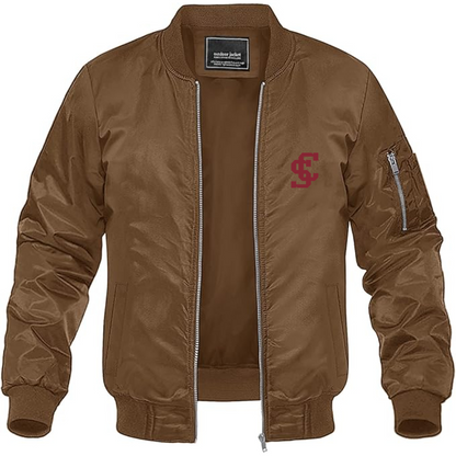 Men's Santa Clara Broncos Logo Lightweight Bomber Jacket Windbreaker Softshell Varsity Jacket Coat