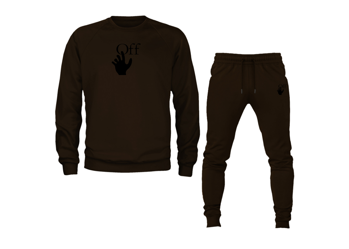 Men's Off-White Hand Crewneck Sweatshirt Joggers Suit