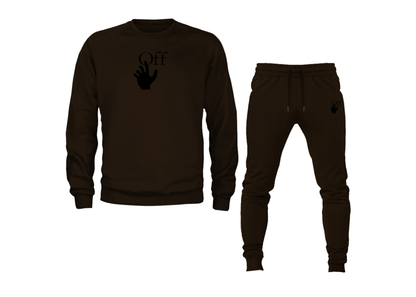 Men's Off-White Hand Crewneck Sweatshirt Joggers Suit