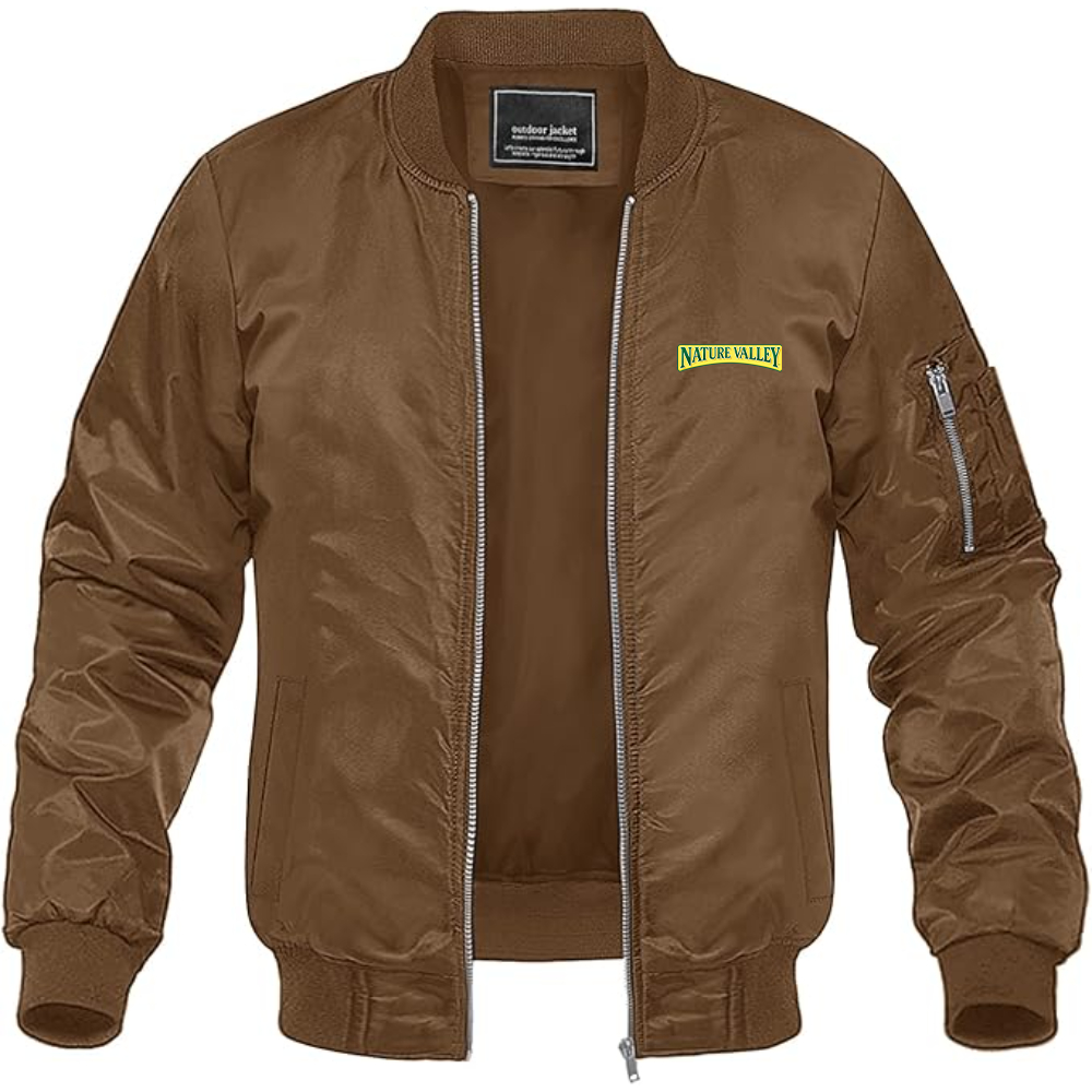 Men's Nature Valley Logo Lightweight Bomber Jacket Windbreaker Softshell Varsity Jacket Coat
